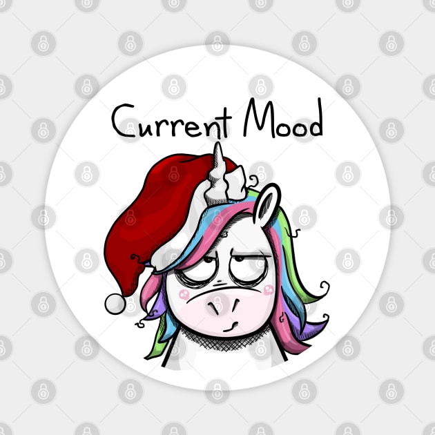 Christmas Unicorn in Quite a Mood - Light Magnet by Fun4theBrain